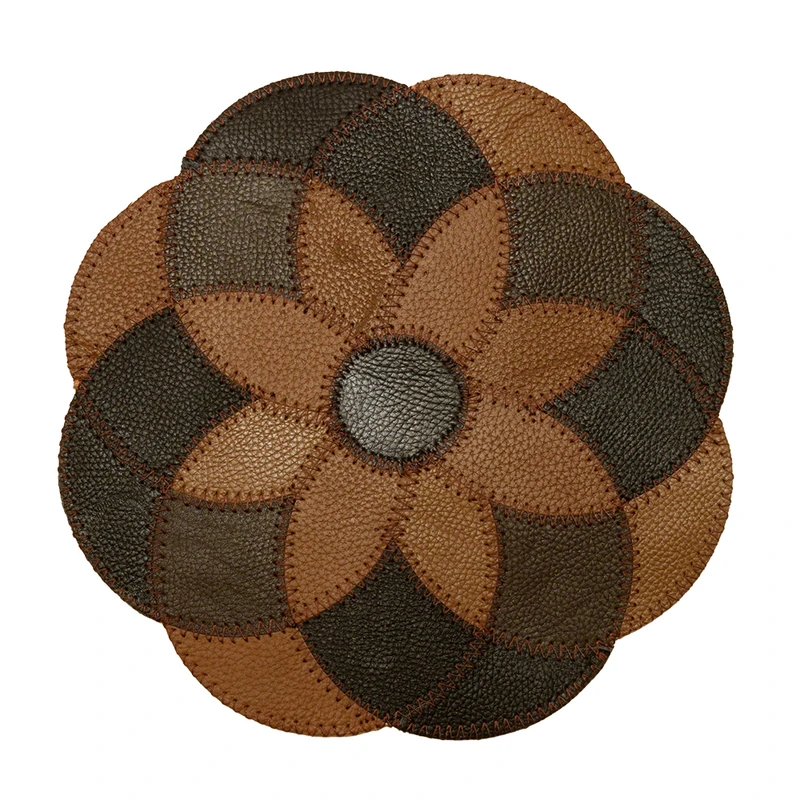 رومیزی مدل چرم طبیعی طرح گل هندسی کد 0063