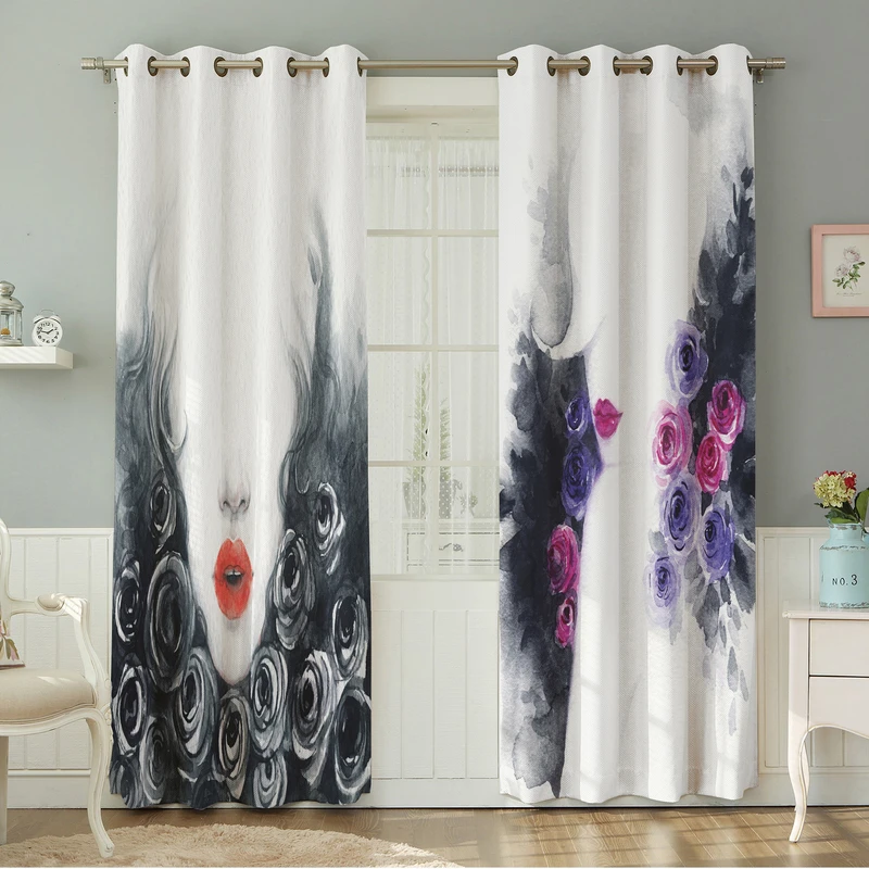 پرده نیروانا طرح چهره  مدل مخمل کد 4700سایز 140×280 سانتی متر