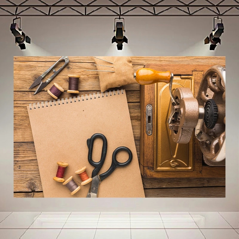  تابلو بوم طرح چرخ خیاطی نوستالژیک مدل نخ و سوزن کد PD130329
