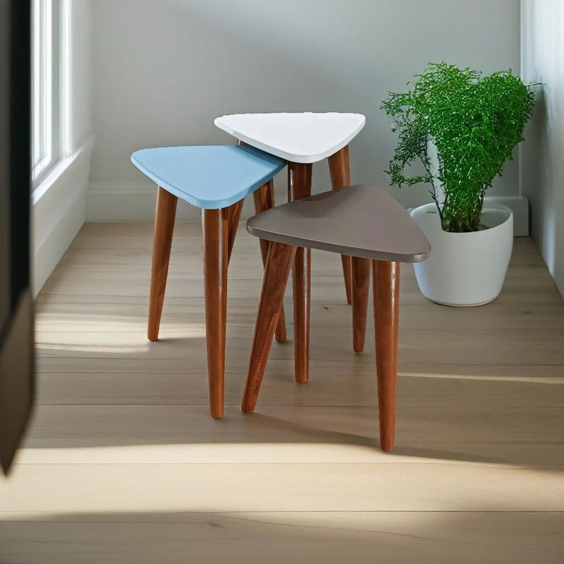 میز عسلی مدل لاین 324 کد 62 مجموعه سه عددی