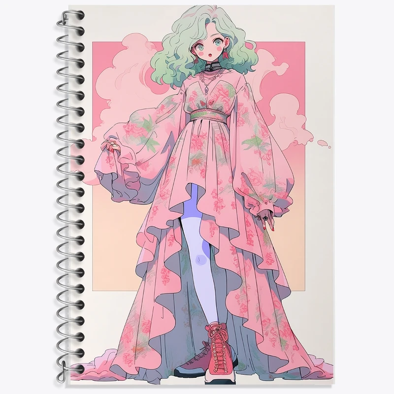 دفتر زبان 50 برگ خندالو مدل دو خط طرح دخترانه کد F624