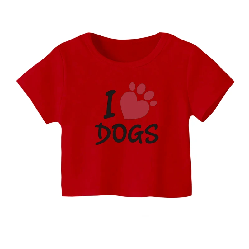 کراپ‌ تی‌شرت آستین کوتاه زنانه مدل سگ کد 6