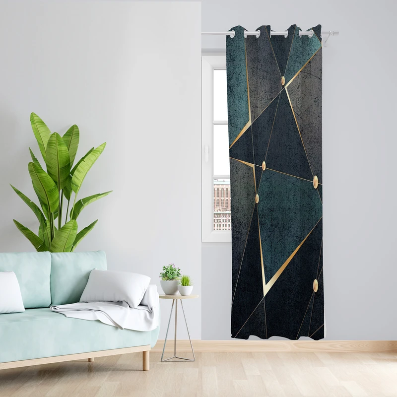 پرده طرح مثلث مدل مخمل پانچی کد 4227 z سایز 140x200 سانتی متر