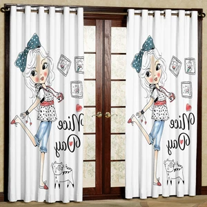 پرده مدل  دختر و دوربین عکاسی هازان پانچی کد 4139 سایز 140x200 سانتی متر
