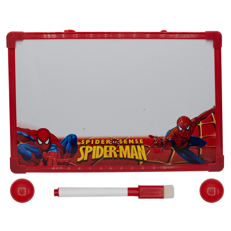 تخته وایت برد مدل اسپایدرمن کد 01 سایز 30x20 سانتی متر به همراه ماژیک و آهنربا مجموعه 4 عددی