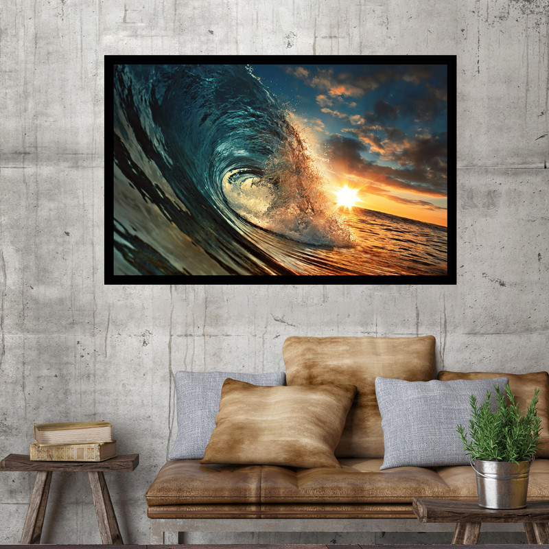 تابلو نوری بکلیت طرح امواج اقیانوس در غروب خورشید مدل B-MO1506