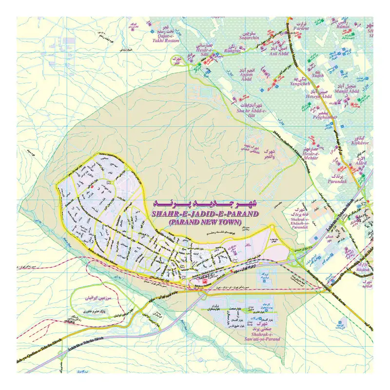 نقشه راهنمای شهر جدید پرند انتشارات گیتاشناسی نوین کد 1551 L