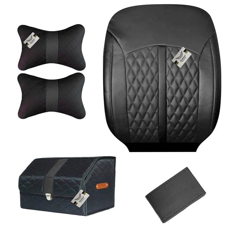 ست کامل روکش صندلی خودرو سوشیانت مدل افرا مناسب برای سمند به همراه پشت گردنی و باکس صندوق و دورفرمان