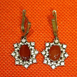 گوشواره نقره زنانه مدل سنگ عقیق یمانی کد P900
