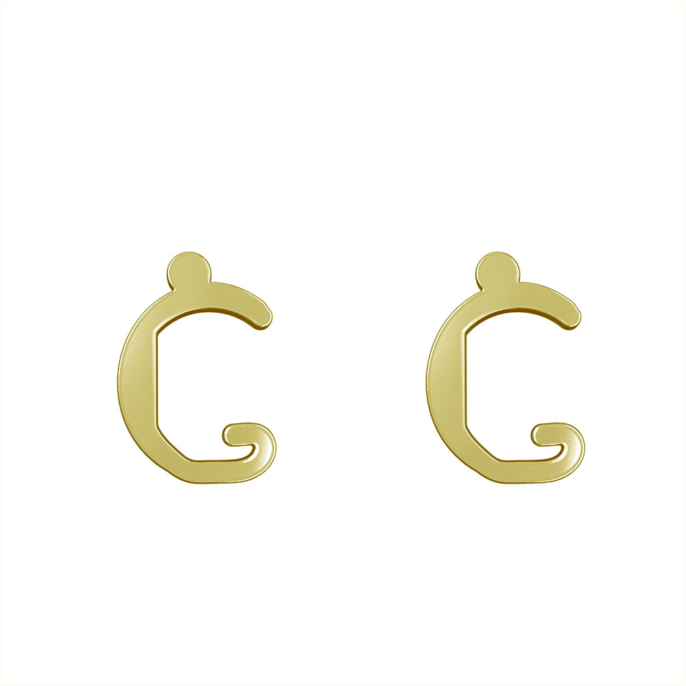 گوشواره طلا 18 عیار زنانه مدوپد مدل حرف G کد GA1-16893