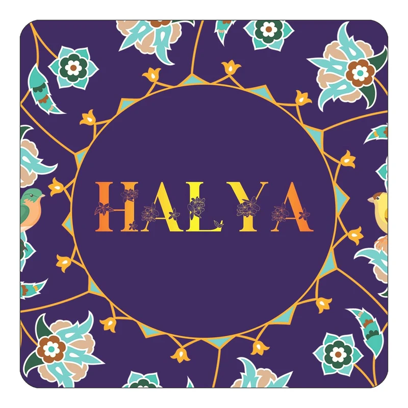 مگنت کاکتی طرح اسم حلیا halya مدل گل و بلبل کد mg13804