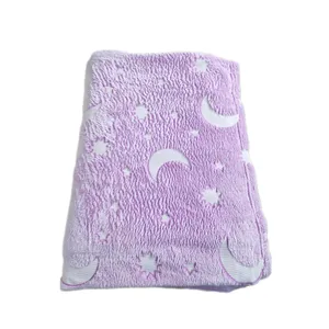 پتو مسافرتی مدل شب نما طرح ماه و ستاره سایز 210x200 سانتی متر