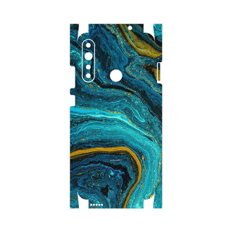 برچسب پوششی ماهوت مدل Turquoise marblewith golden streaks-FullSkin مناسب برای گوشی موبایل جی پلاس P10 Plus