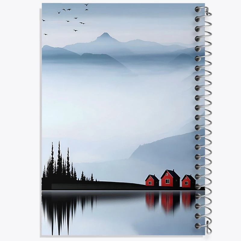 دفتر مشق 100 برگ خندالو طرح منظره ی دریاچه کد F8282