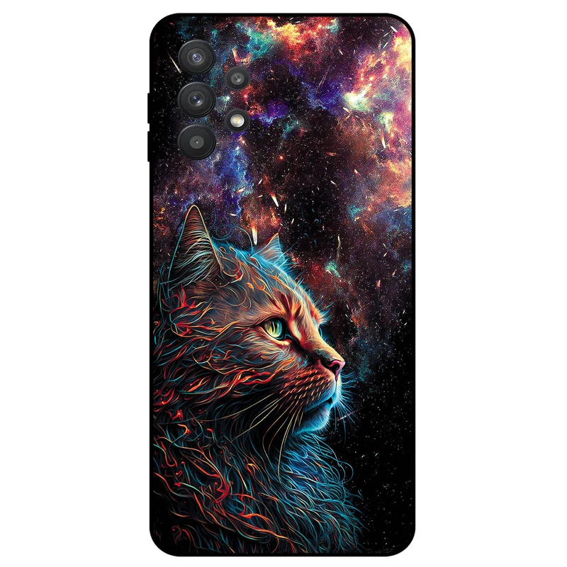 کاور مگافون طرح گربه کهکشانی مدل 4203 مناسب برای گوشی موبایل سامسونگ Galaxy A32 5G / M32 5G         