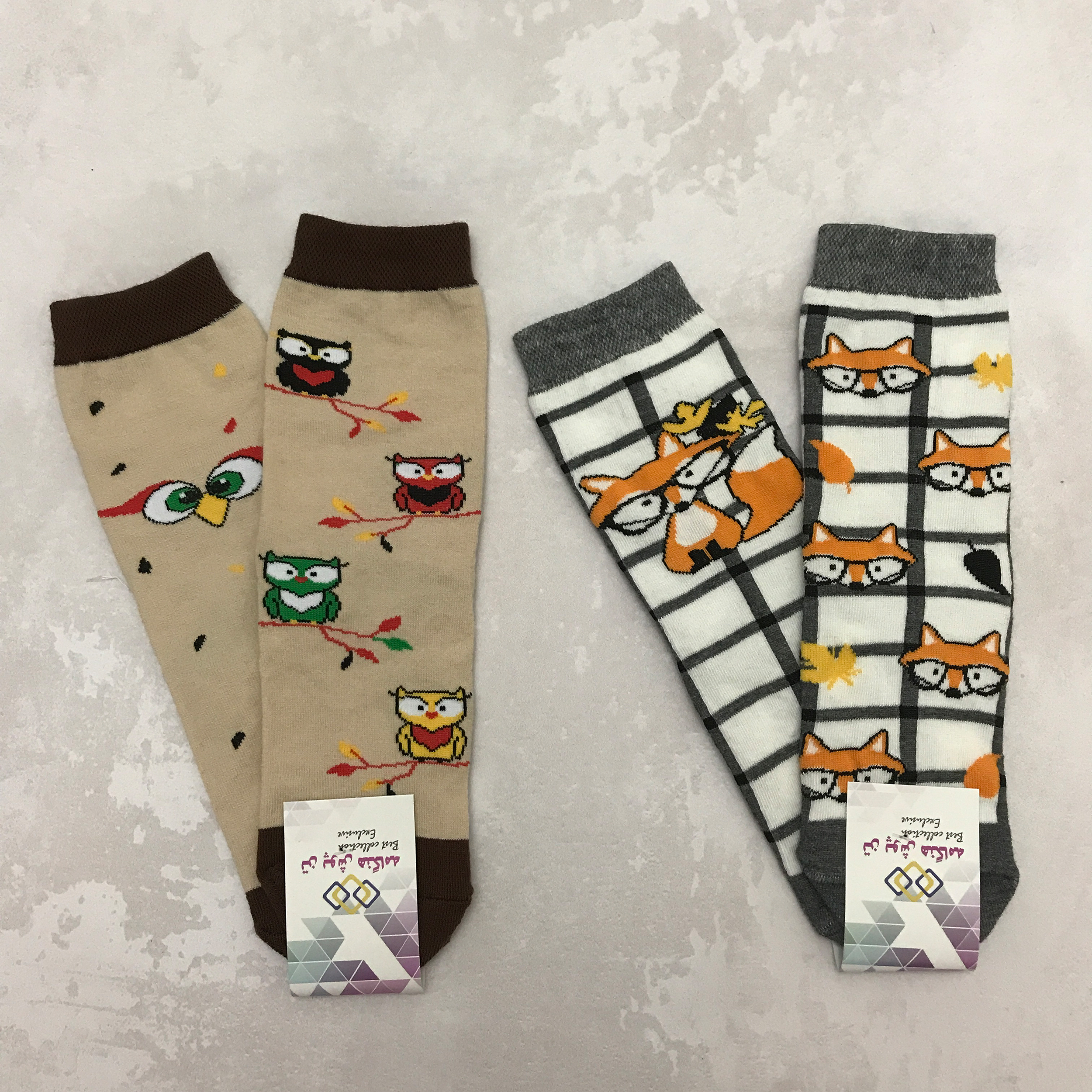 جوراب پسرانه تن پوش هنگامه مدل جغد و روباه بسته 2 عددی