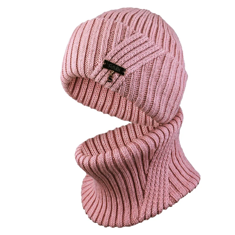 کلاه و شال گردن بافتنی زنانه سام مدل داخل خز کد 416