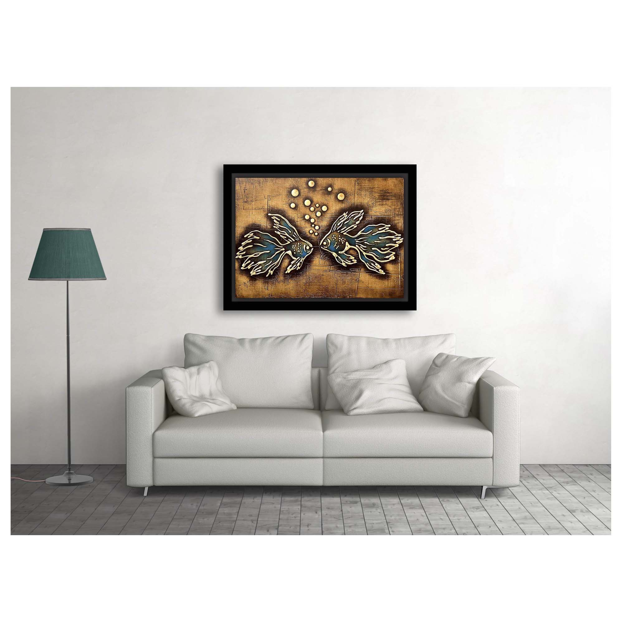 تابلو برجسته طرح دو ماهی مدل f2