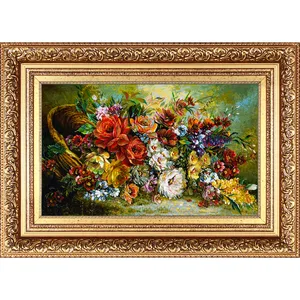 تابلو فرش دستباف فرش میرنظامی مدل گل و سبد عرضی ریخته کد 866