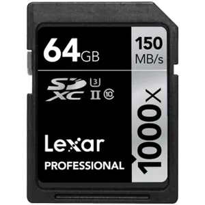 کارت حافظه SDXC لکسار مدل Professional کلاس 10 استاندارد UHS-II U3 سرعت 150MBps 1000X ظرفیت 64 گیگابایت