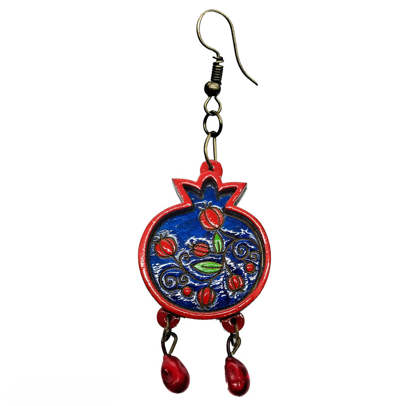 گوشواره دخترانه مدل یلدایی طرح انار کد b.11.51