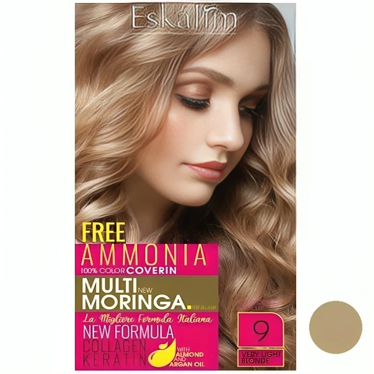کیت رنگ مو اسکالیم سری شماره 9 حجم 100 میلی لیتر رنگ بلوند خیلی روشن