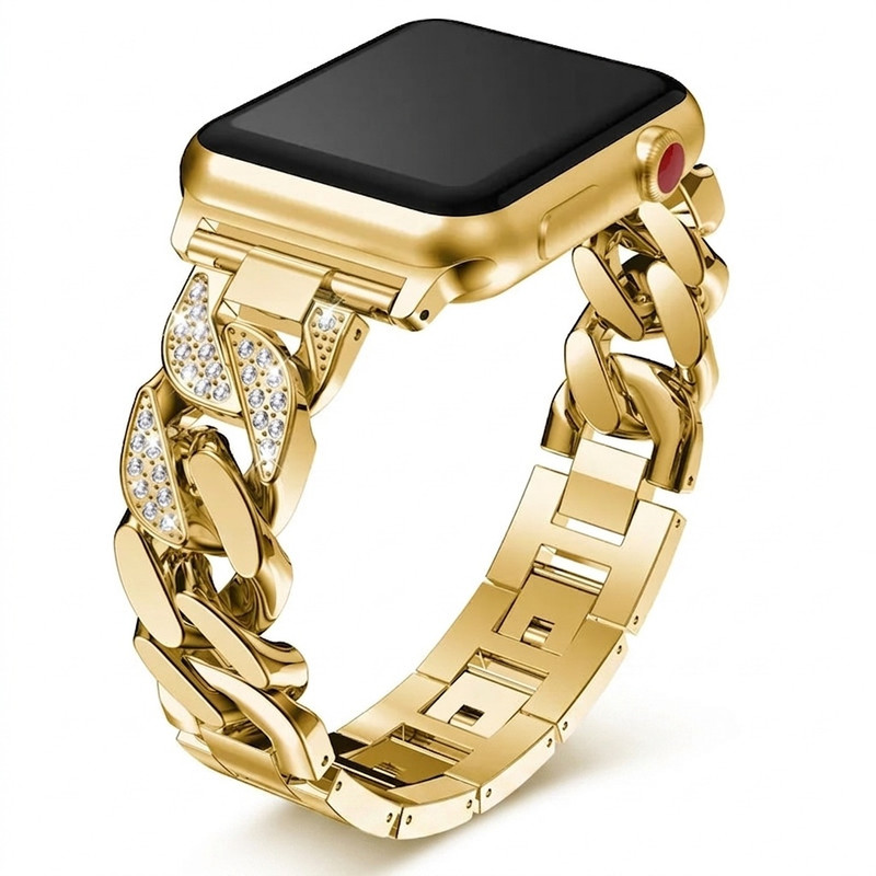 بند مسیر مدل Luxury Diamond Stainless  مناسب برای اپل واچ سری 1/2/3/4/5/6/7/8/9/SE/ULTRA/ULTRA 2 سایز 42/44/45/49 میلی متری