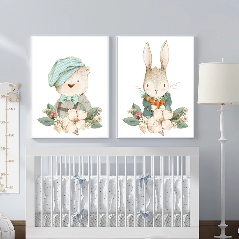  تابلو اتاق کودک و نوزاد الفاپ مدل خرس و خرگوش کد Cute Animals 002 مجموعه 2 عددی