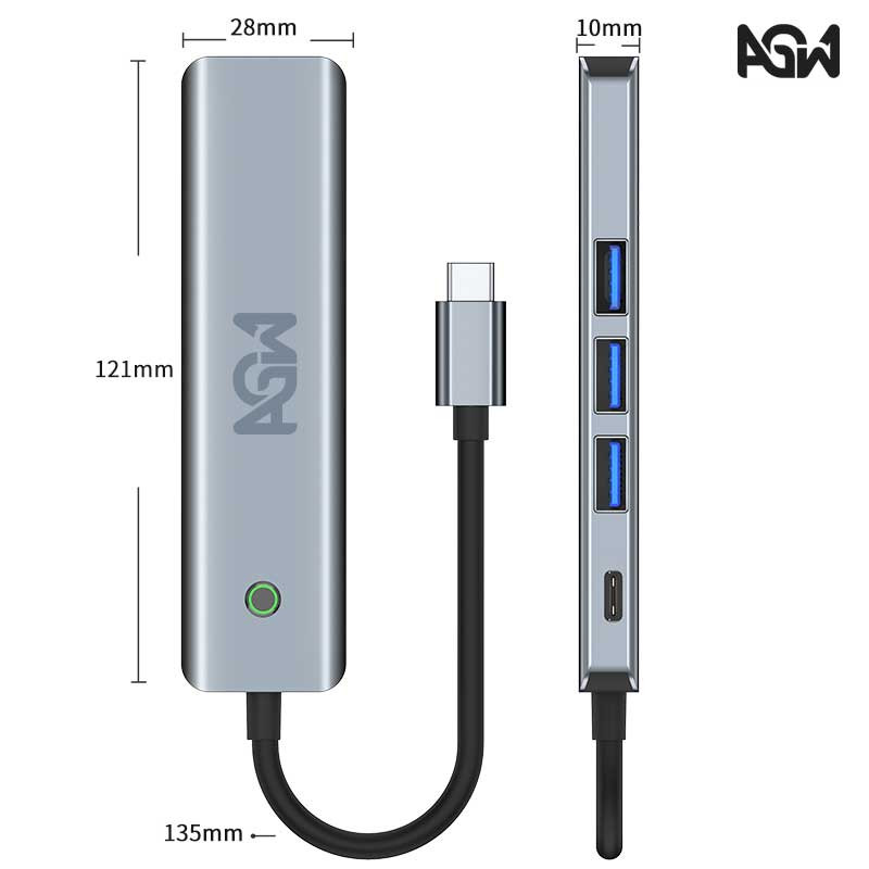 هاب 5 پورت USB-C ای جی دبلیو مدل BYL-2319