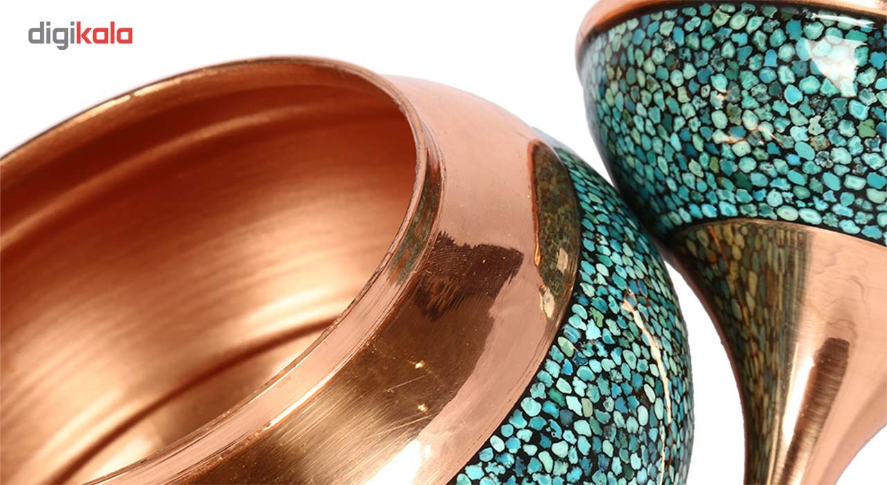 Copper Turquoise inlaying sugar/candy pot dish, Goharan Gallery , Copper and turquoise 19 Model