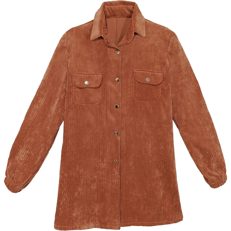 شومیز آستین بلند زنانه مدل Chemise-Br/R-02 رنگ نارنجی