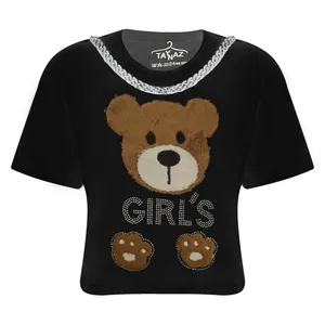 کراپ‌تاپ آستین کوتاه زنانه مدل Girls