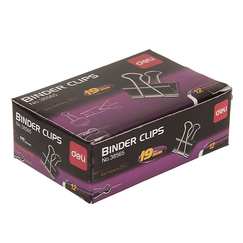 گیره کاغذ دلی مدل E38565 سایز 19 میلی متر بسته 12 عددی گیره کاغذ دلی مدل E38565 سایز 19 میلی متر بسته 12 عددی