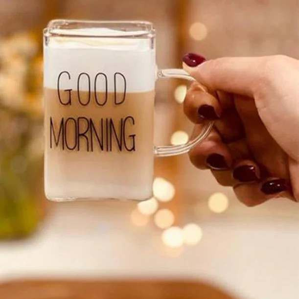 لیوان مدل  مکعبی GOOD MORNING