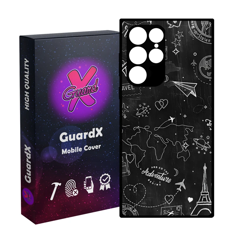کاور گارد ایکس طرح سفر مدل  Glass10778 مناسب برای گوشی موبایل سامسونگ Galaxy S23 Ultra