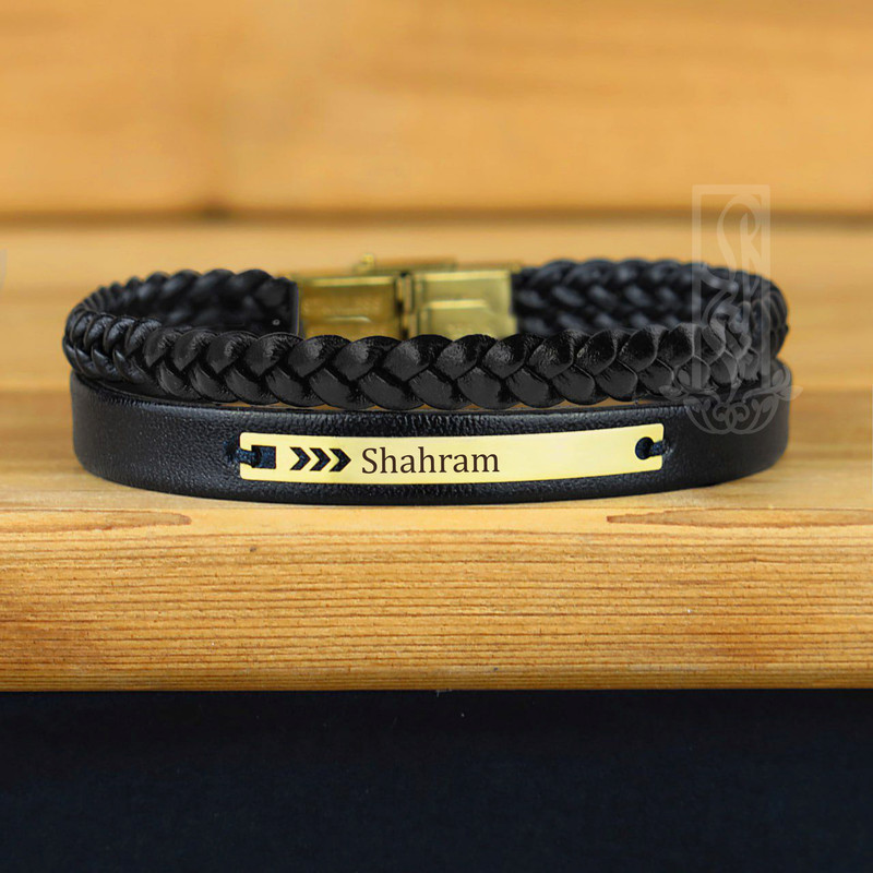 دستبند طلا 18 عیار مردانه لیردا مدل اسم شهرام 202012