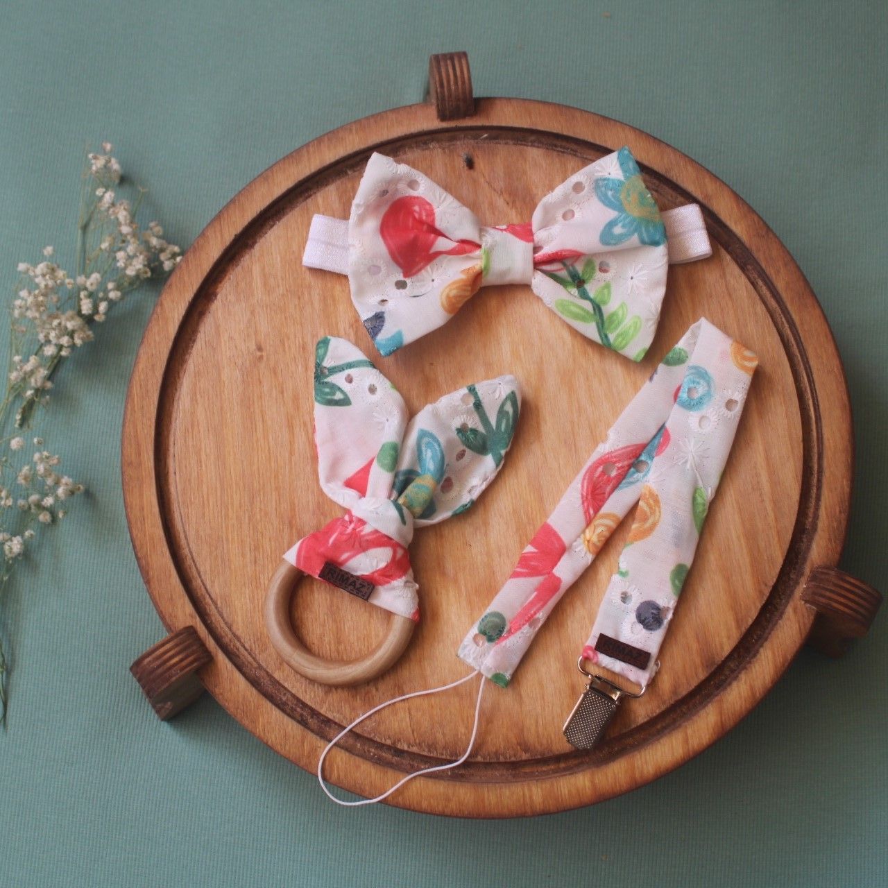 ست هدبند ریماز مدل بهار کد m2402 به همراه بند پستانک و دندانگیر - - 6