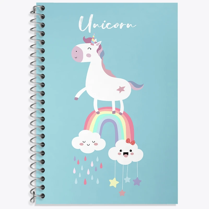 دفتر زبان 50 برگ خندالو مدل سه خط طرح اسب تک شاخ کد N1089