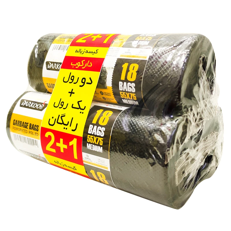 کیسه زباله دارکوب مدل DAR_ZROLsia-MED18 سه بسته 18 عددی