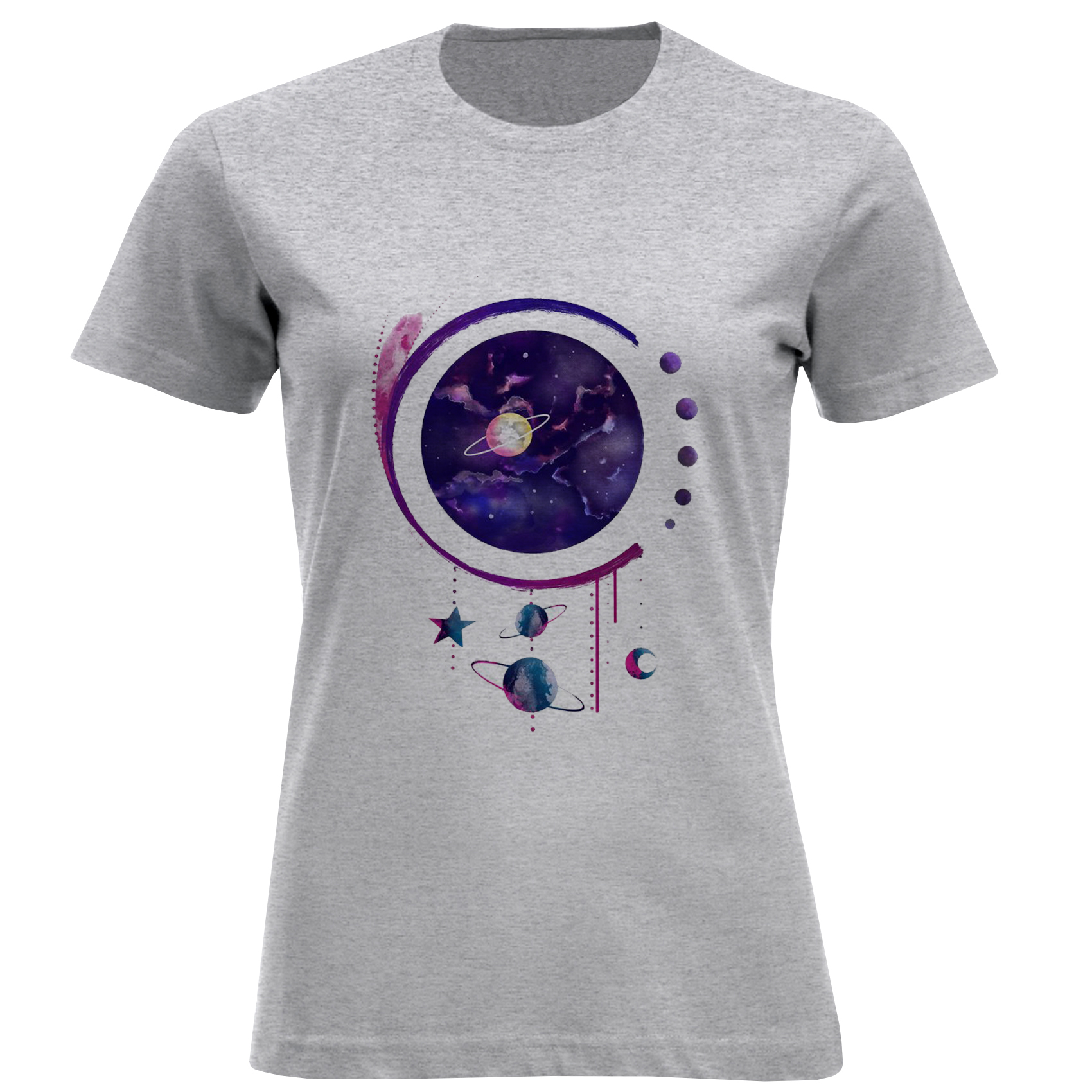 تی شرت آستین کوتاه زنانه مدل ماه وسیاره D865