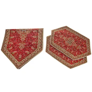 رومیزی ترمه هاشمی طرح شاه پسند مجموعه سه عددی