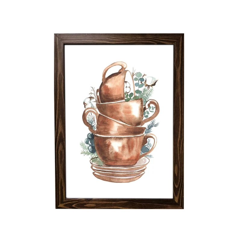 تابلو آرینوس مدل ظروف آشپزخونه کد 09 فریم قهوه ای