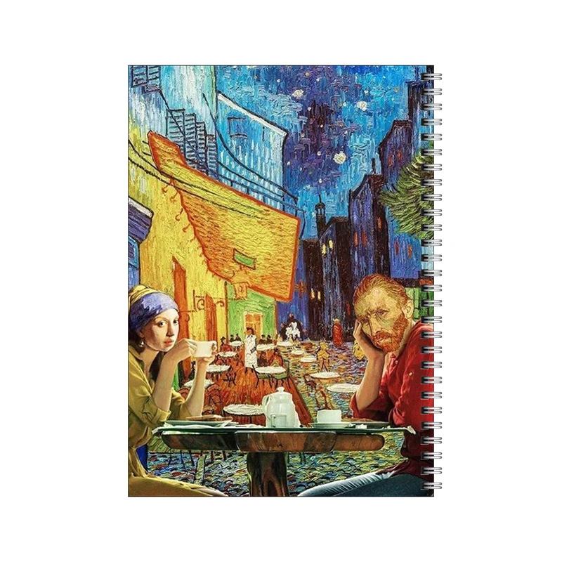 دفتر مشق 100 برگ بامبیلیپ طرح ونگوگ و دختر گوش مروارید کد 1595424