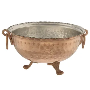 کاسه مسی آزین مس مدل سه پایه طرح چکش کاری سایز 4