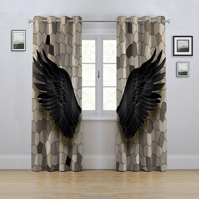 پرده مدل پانچی طرح بال سایز 280x145 سانتی متر