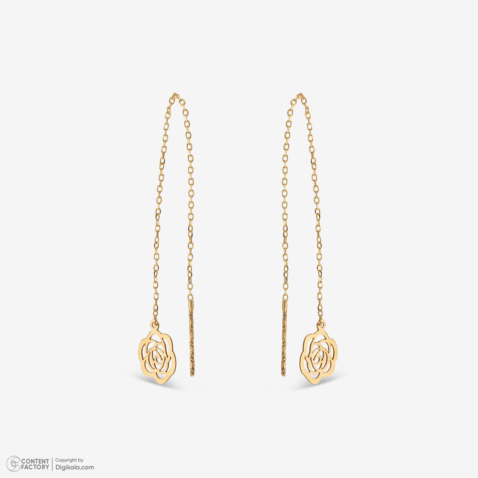 گوشواره بخیه‌ای طلا کم اجرت  18 عیار زنانه نگین مدل 109 -  - 3
