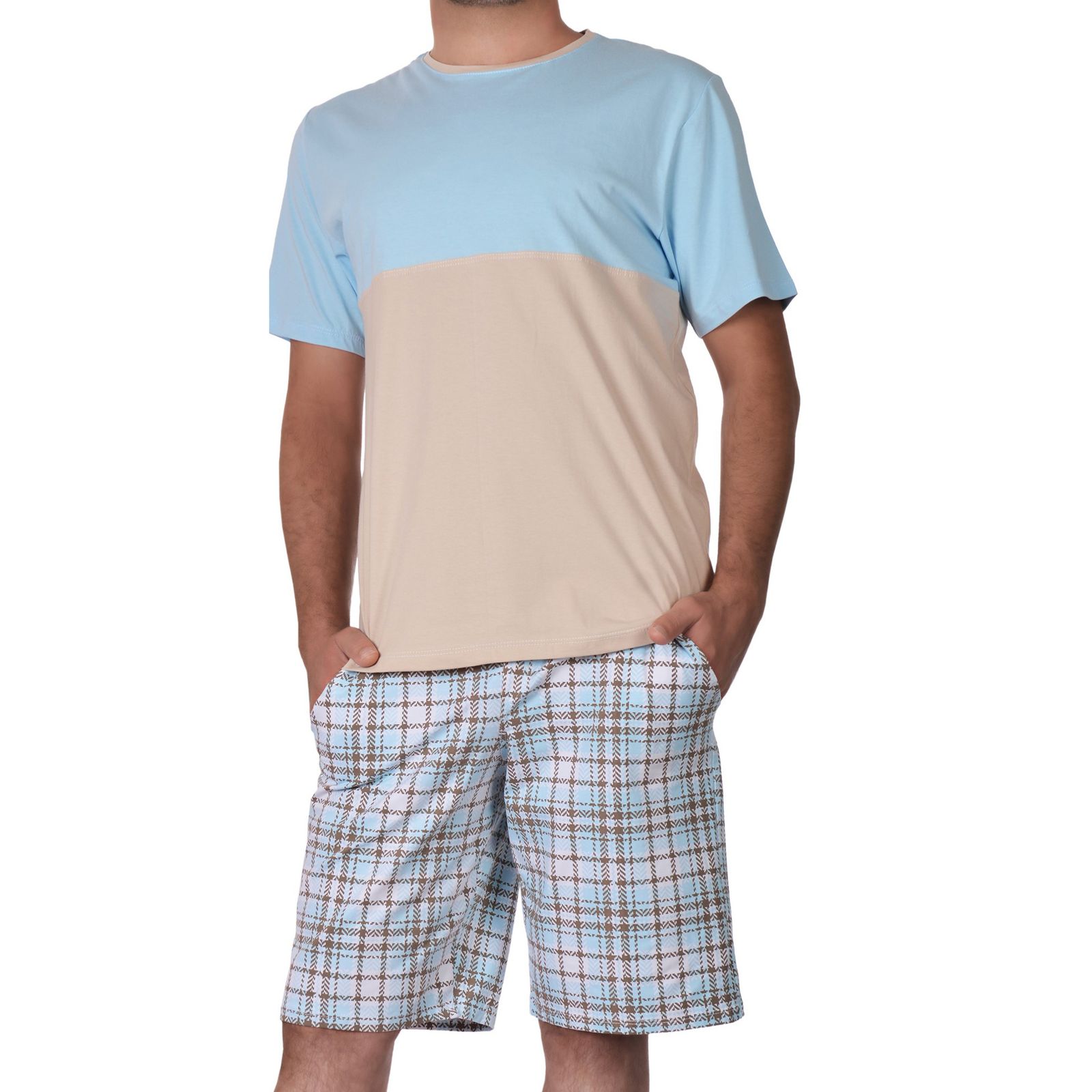 ست تی شرت آستین کوتاه و شلوارک مردانه ناربن مدل 1521300_7051 رنگ آبی روشن - - 12
