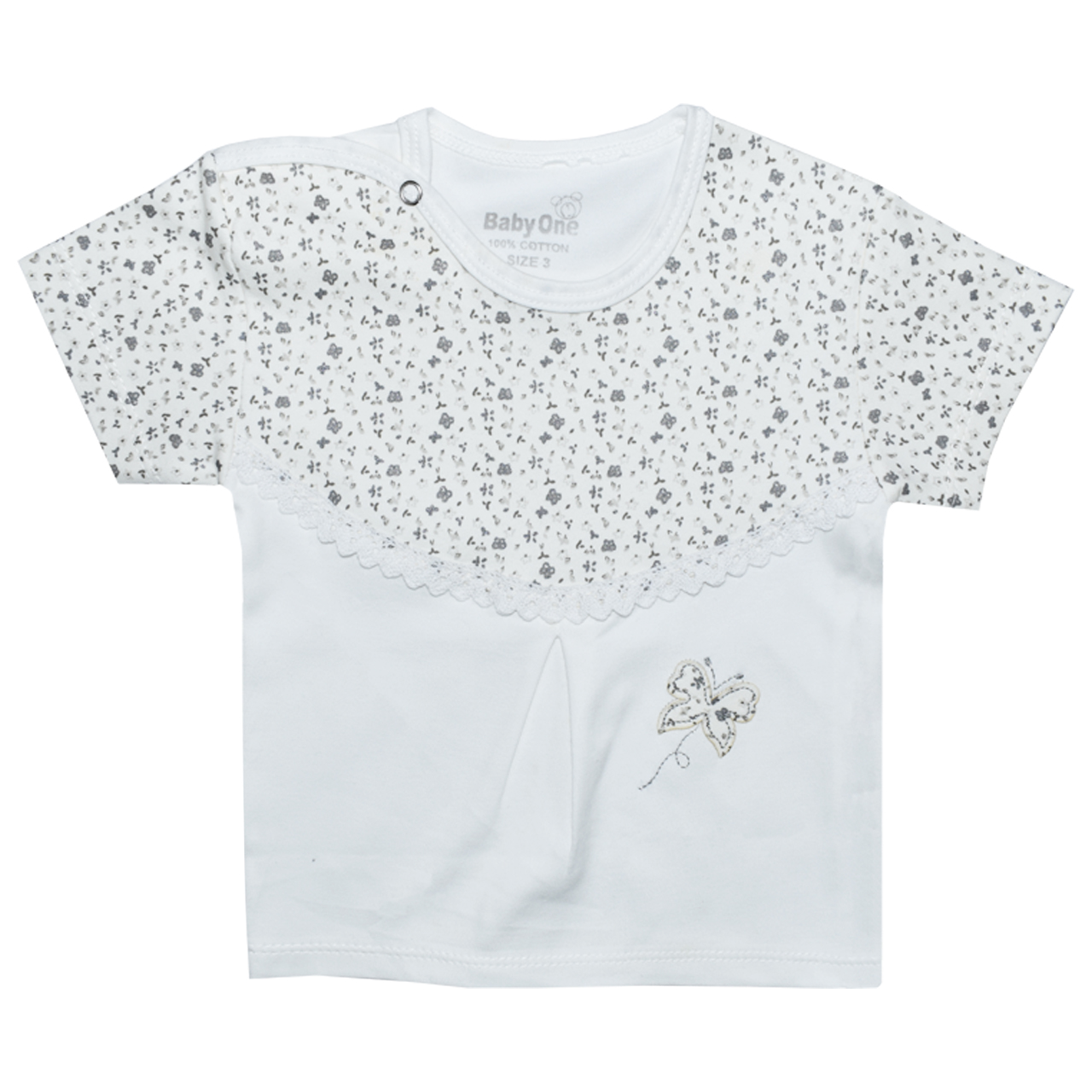 تی شرت آستین کوتاه نوزادی بی بی وان مدل پروانه کد 2 -  - 1