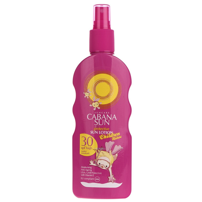 لوسیون آفتاب کودک کابانا سان مدل Children Ninos Spf30 حجم 200 میلی لیتر
