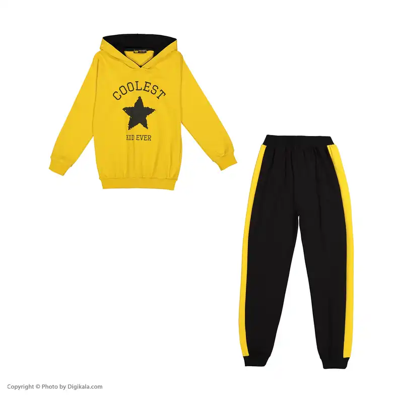 ست هودی و شلوار پسرانه خرس کوچولو کد 120 رنگ خردلی